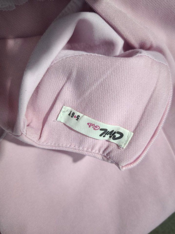 Kız Çocuk Pembe Kolsuz Volanlı Elbise - Görsel 4