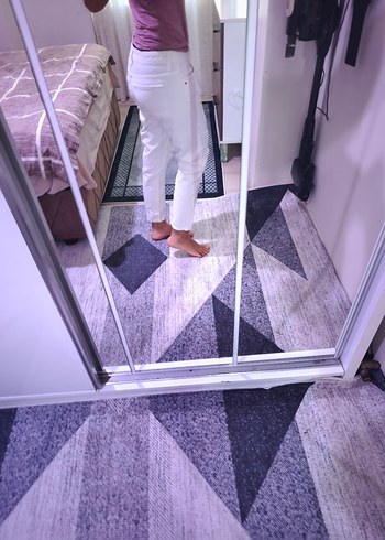 Beyaz Midi Boy Bol Kesim Kadın Kot Pantolon - Görsel 5