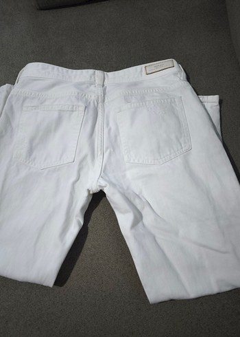 Beyaz Midi Boy Bol Kesim Kadın Kot Pantolon - Görsel 3