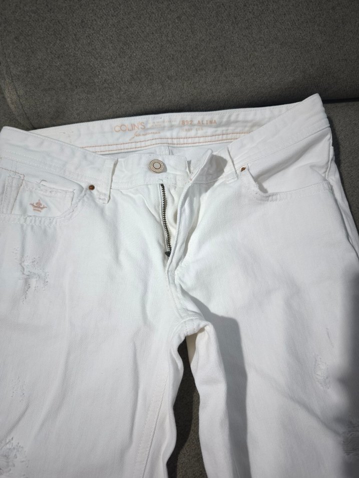 Beyaz Midi Boy Bol Kesim Kadın Kot Pantolon - Görsel 2