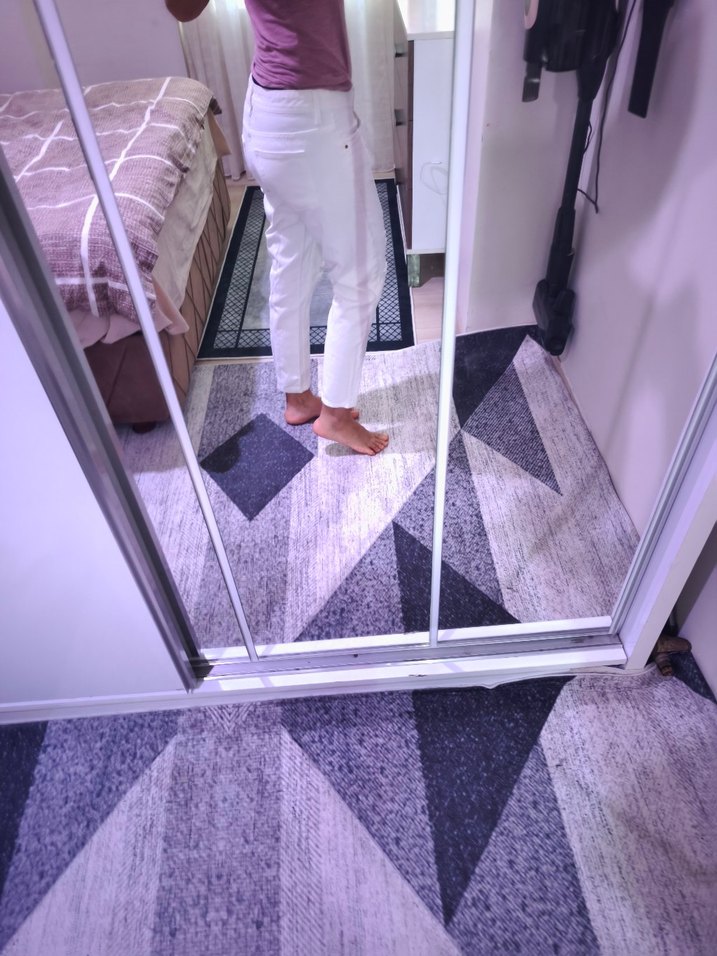 Beyaz Midi Boy Bol Kesim Kadın Kot Pantolon - Görsel 5