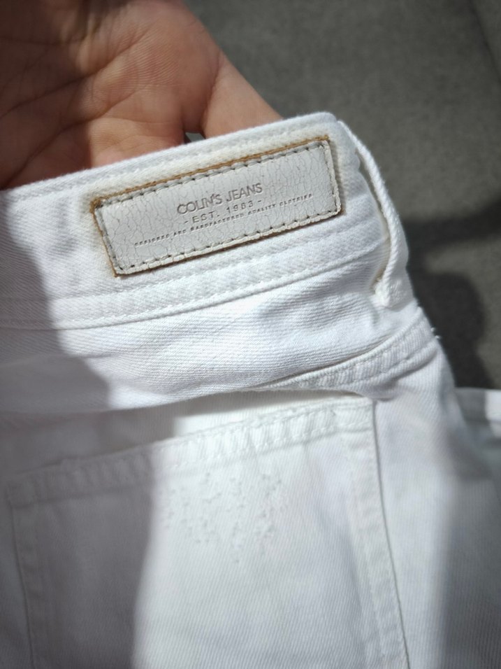 Beyaz Midi Boy Bol Kesim Kadın Kot Pantolon - Görsel 4