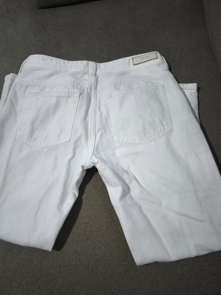 Beyaz Midi Boy Bol Kesim Kadın Kot Pantolon - Görsel 3