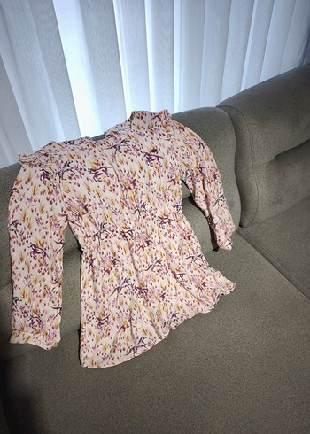 Kız Çocuk Pembe Uzun Kollu Bağlamalı Elbise - Görsel 3