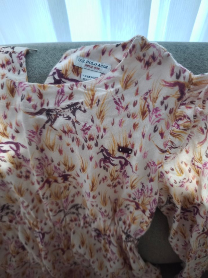 Kız Çocuk Pembe Uzun Kollu Bağlamalı Elbise - Görsel 5