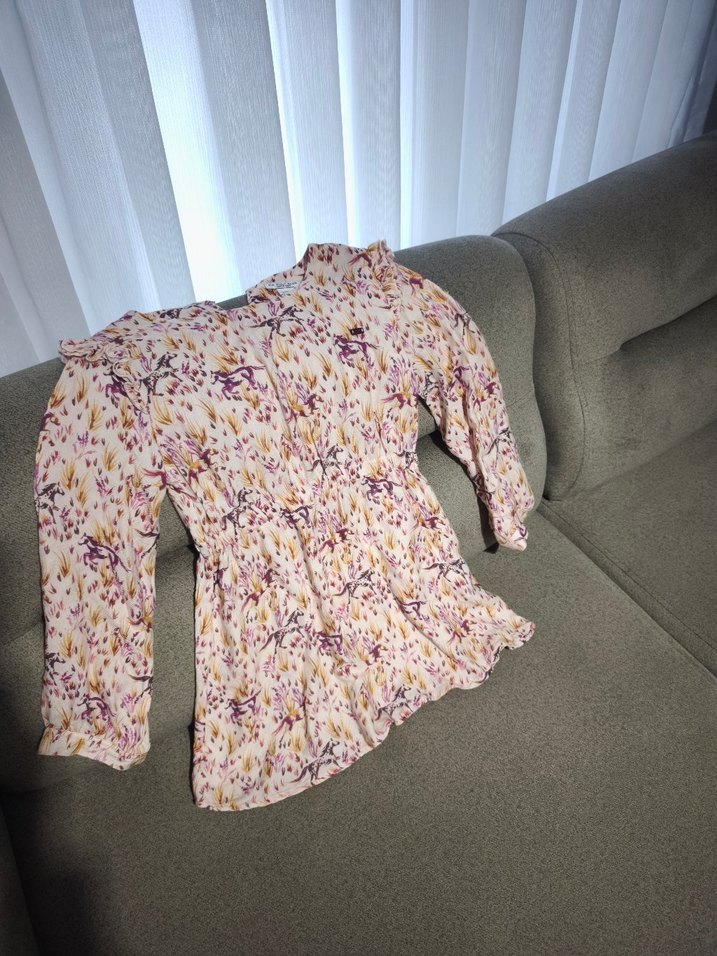 Kız Çocuk Pembe Uzun Kollu Bağlamalı Elbise - Görsel 3