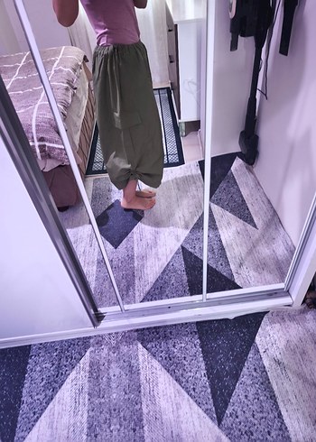 Kadın Haki Midi Bol Kesim paraşüt etek - Görsel 6