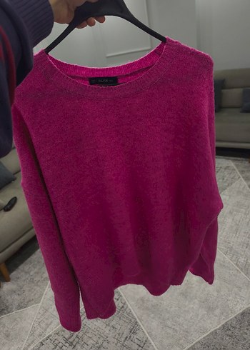 Kadın Pembe Örgü Yün Kazak - Görsel 2