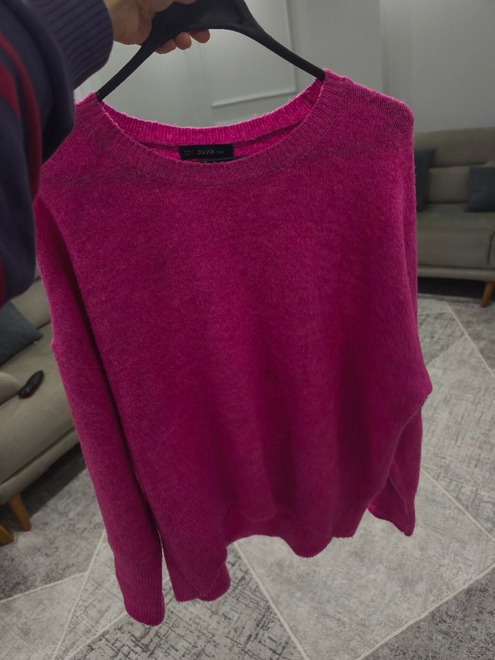 Kadın Pembe Örgü Yün Kazak - Görsel 2