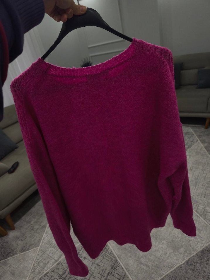 Kadın Pembe Örgü Yün Kazak - Görsel 3