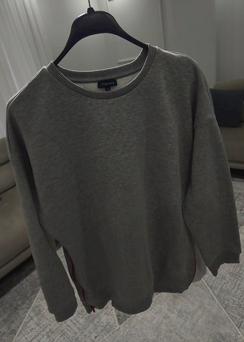 Gri Oversize Kadın Sweatshirt - Görsel 2