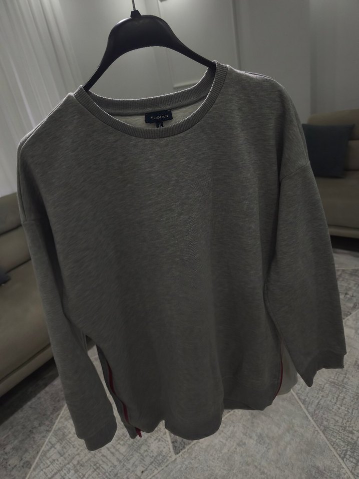 Gri Oversize Kadın Sweatshirt - Görsel 2