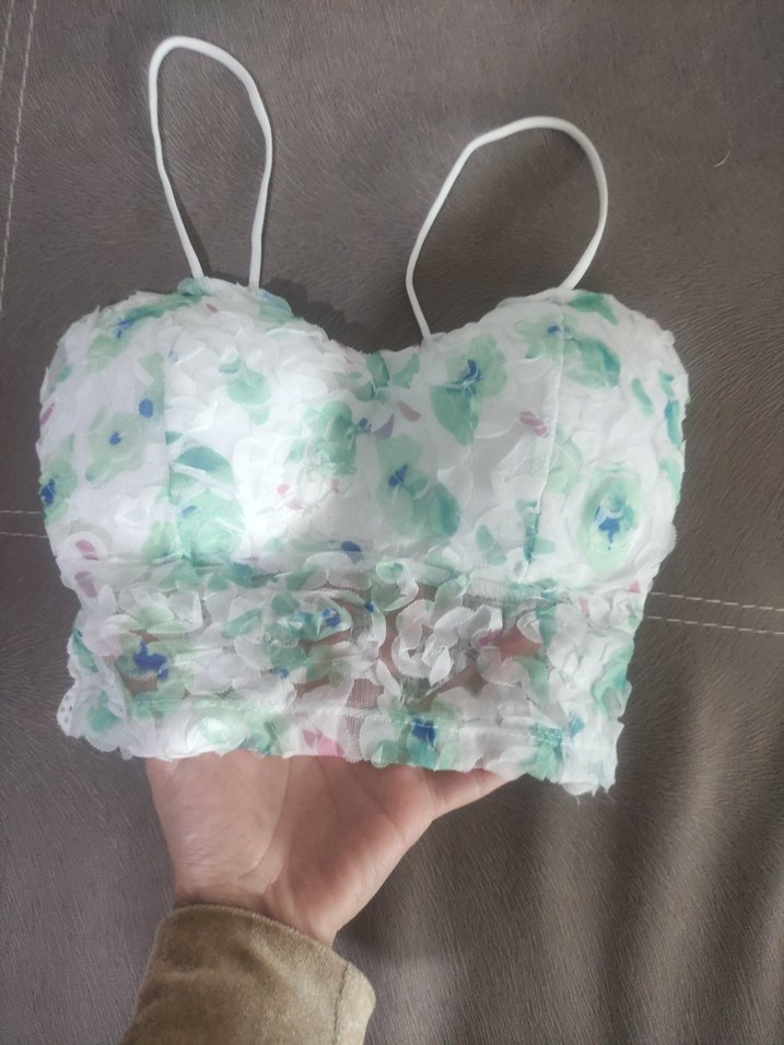 Dantel Detaylı Beyaz Mini Büstiyer - Görsel 3