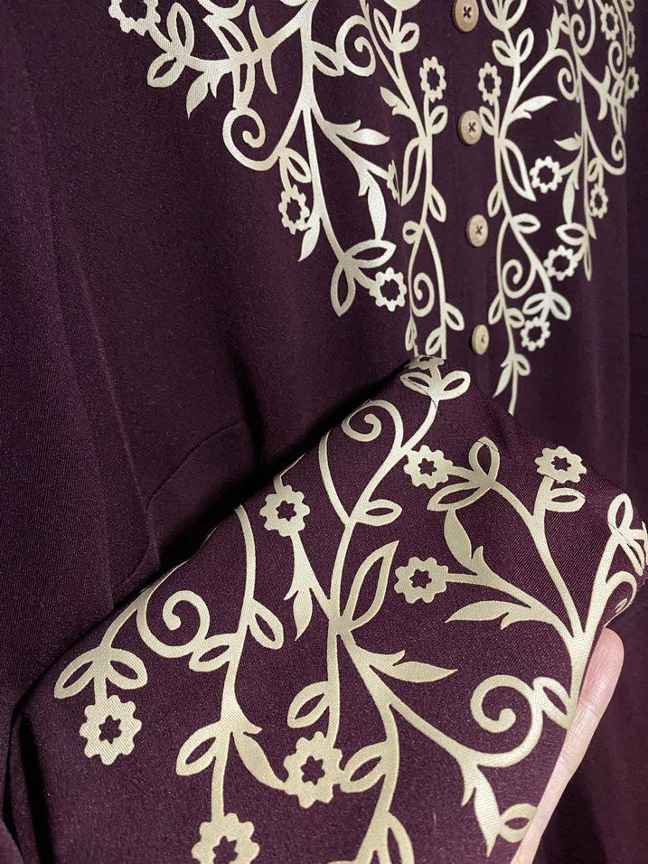 Bordo Uzun Kollu Nakışlı Kadın Abiye - Görsel 3