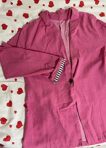 Pembe Düğmeli Kadın Blazer Ceket - Görsel 3