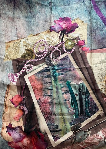 Kırmızı Bohem ve karışık desen Kadın eşarp - Görsel 3