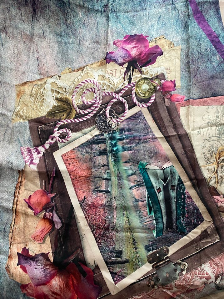 Kırmızı Bohem ve karışık desen Kadın eşarp - Görsel 3