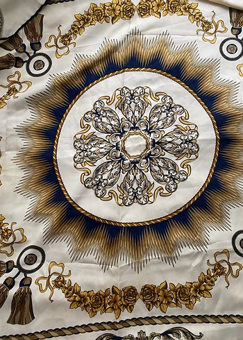 Beyaz Bohem Tarzlı İpek Kadın Eşarp seti - Görsel 2