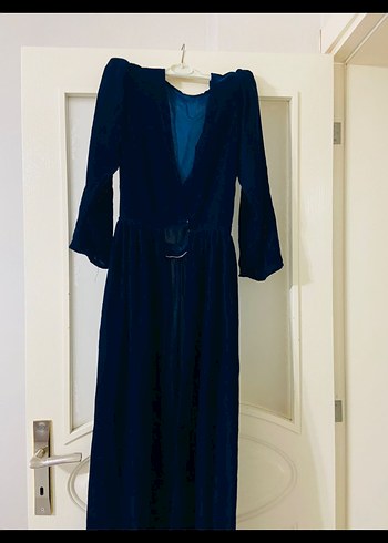 Kadın Lacivert Uzun Vintage Gotik Elbise - Görsel 2