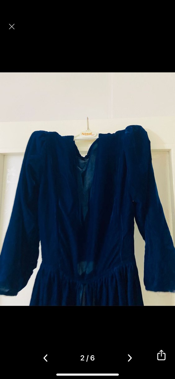 Kadın Lacivert Uzun Vintage Gotik Elbise - Görsel 3