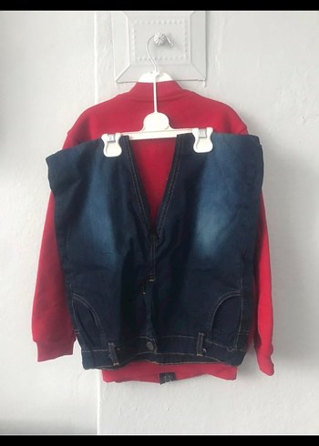 Kırmızı Erkek Çocuk Fermuarlı Sweatshirt ve Pantolon Takım - Görsel 2