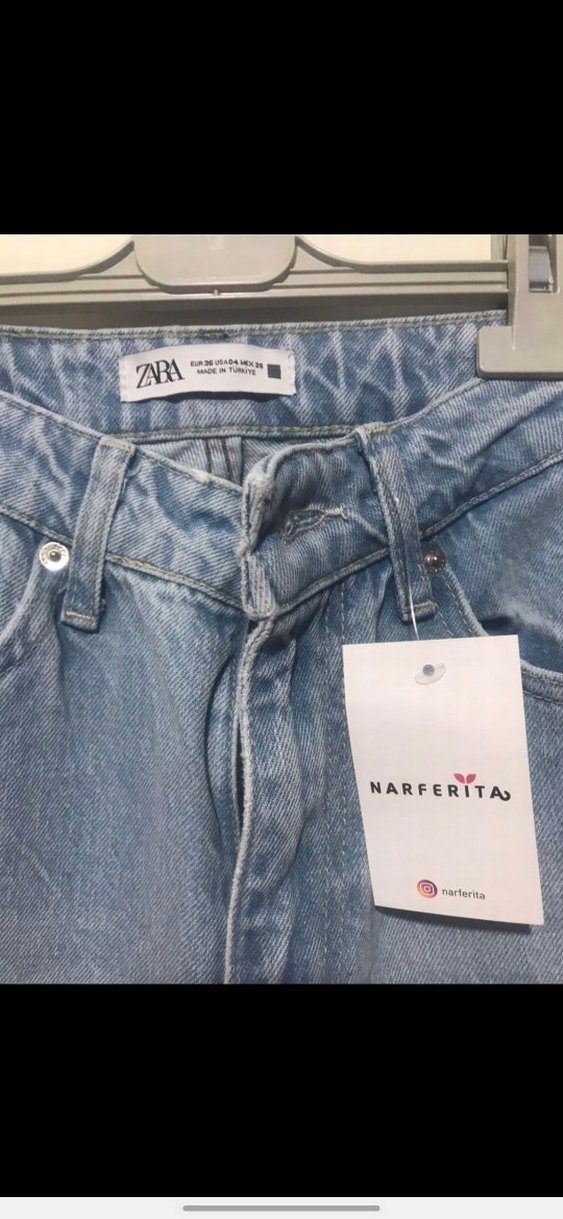 ZARA Kadın Regular Fit Midi Denim Pantolon - Görsel 2