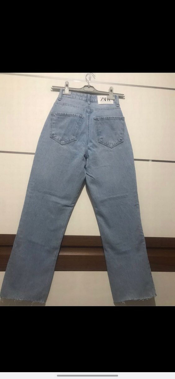ZARA Kadın Regular Fit Midi Denim Pantolon - Görsel 3