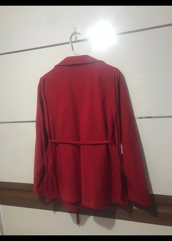 Kırmızı Süet Düğmeli Kadın Blazer Kaban - Görsel 4