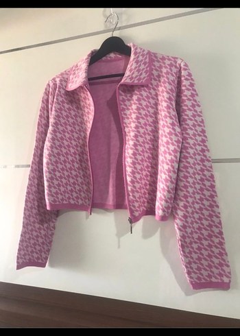 Pembe Fermuarlı Kadın Hırka - Görsel 2