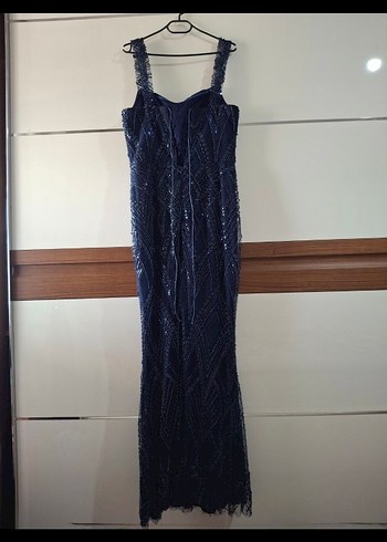 Lacivert Straplez Uzun Abiye Elbise - Görsel 5