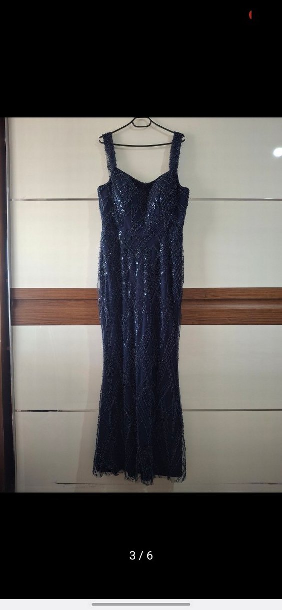 Lacivert Straplez Uzun Abiye Elbise - Görsel 3