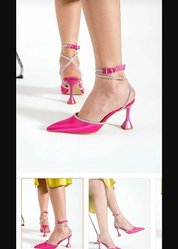 Pembe Parlak Stiletto Bantlı Kadın Ayakkabı - Görsel 3