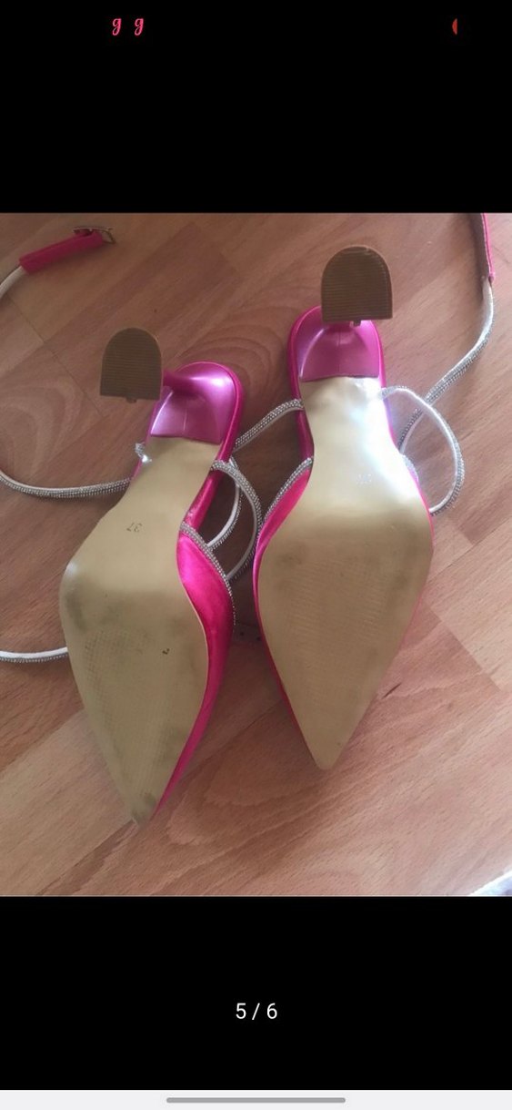 Pembe Parlak Stiletto Bantlı Kadın Ayakkabı - Görsel 5