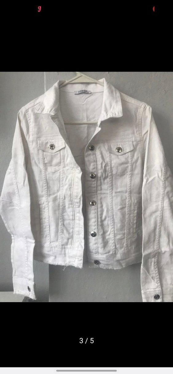 Vitrin Marka Düğmeli Beyaz Kadın Kot Ceket - Görsel 3