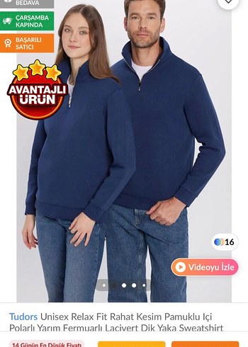 Lacivert Dik Yaka Fermuarlı Sweatshirt - Görsel 2