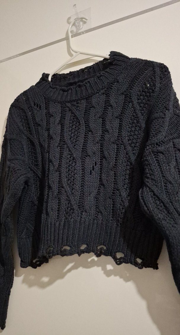 Füme Örgü Kadın Kazak - Görsel 4