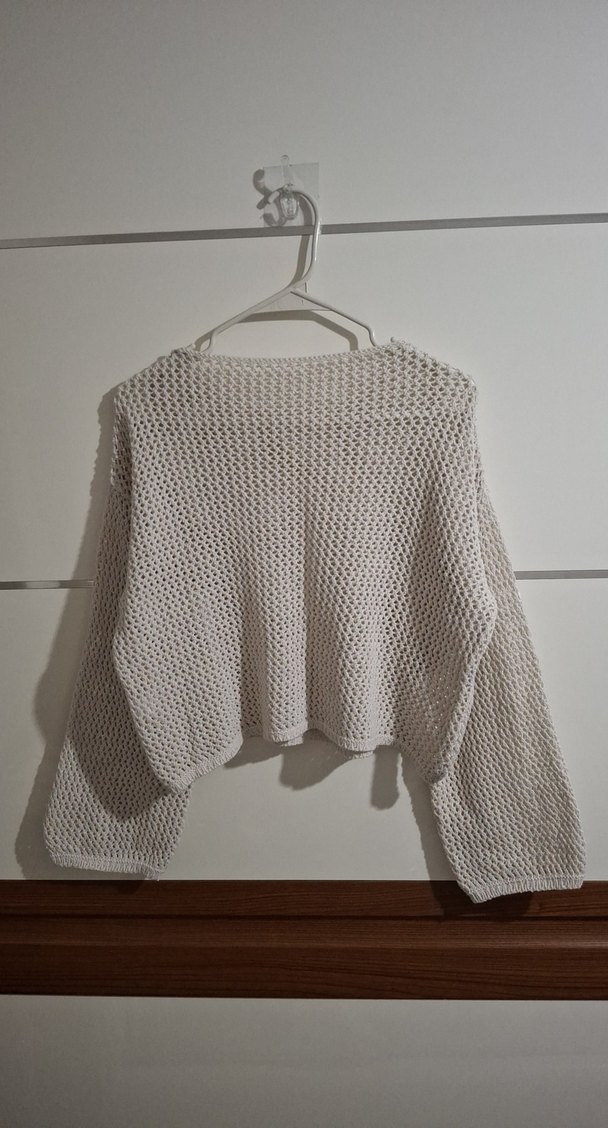 İnci Detaylı Krem Bohem Örgü Kazak - Görsel 4