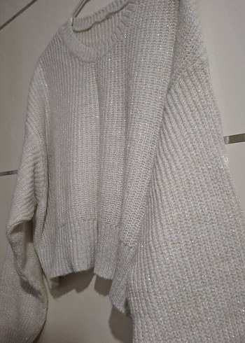 Beyaz Örgü Kadın Kazak - Görsel 2