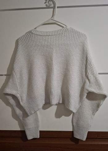 Beyaz Örgü Kadın Kazak - Görsel 3