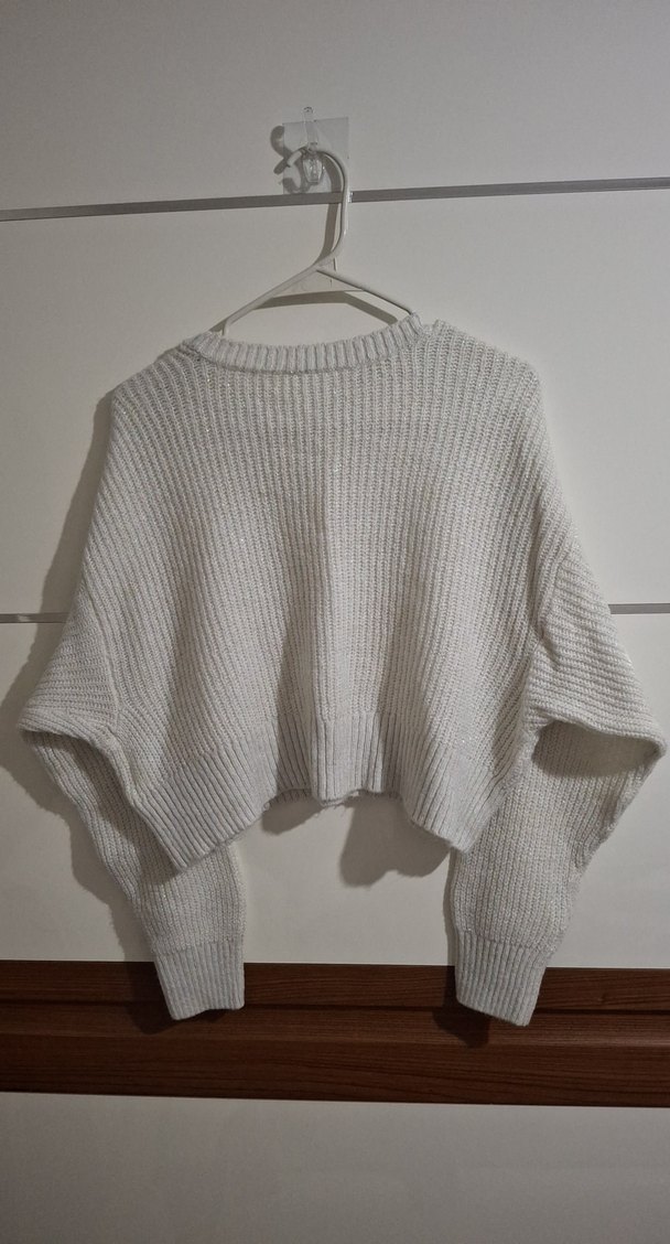 Beyaz Örgü Kadın Kazak - Görsel 3