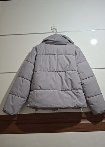 Stradivarius Gri Midi Boy Kadın Kışlık Mont - Görsel 6