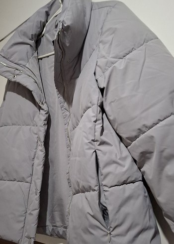 Stradivarius Gri Midi Boy Kadın Kışlık Mont - Görsel 5