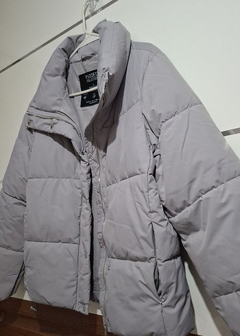 Stradivarius Gri Midi Boy Kadın Kışlık Mont - Görsel 2