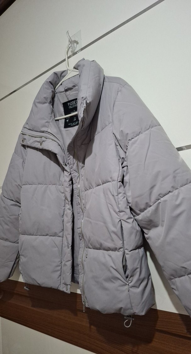 Stradivarius Gri Midi Boy Kadın Kışlık Mont - Görsel 2