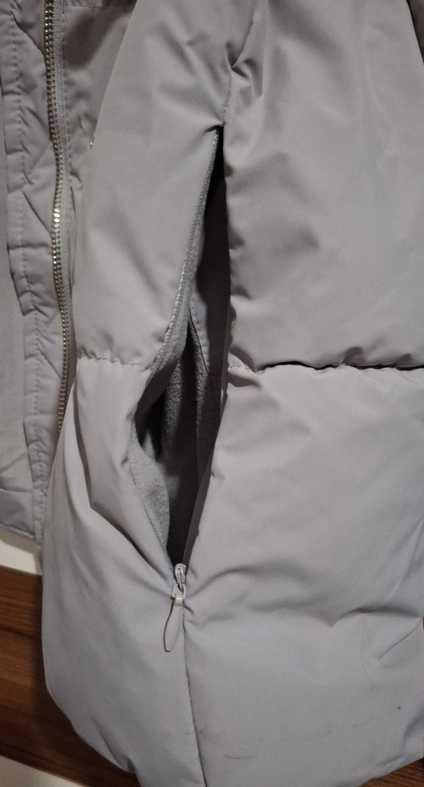 Stradivarius Gri Midi Boy Kadın Kışlık Mont - Görsel 4