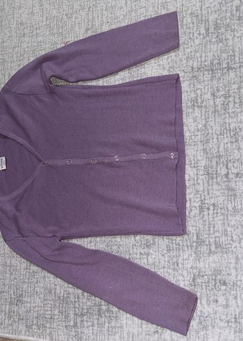 Uzun Kollu Mor V Yaka Hırka - Görsel 2