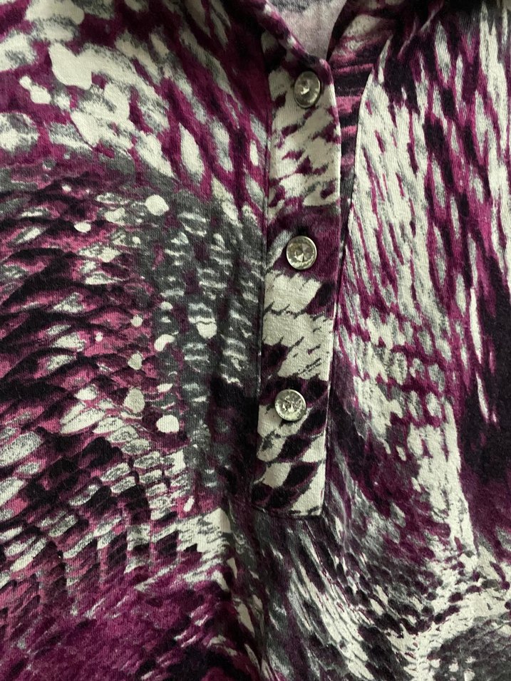 Mor Batik Desenli Kısa Kollu Gömlek bluz - Görsel 2