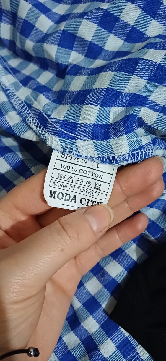 Mavi Kareli Uzun Kollu Düğmeli Gömlek - Görsel 4