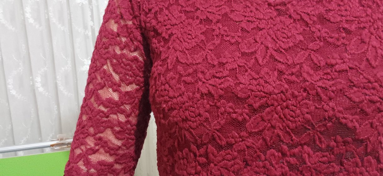 Bordo Dantel Detaylı Crop Top - Görsel 2