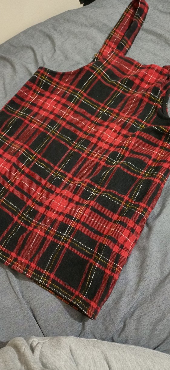 kırmızı kareli aslıkı tulum - Görsel 2